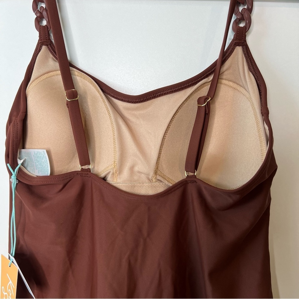 NEW Chain Link Medium Coverage One Piece Swimsuit Kona Sol Brown Bikini Women’s‌ - Picture 8 of 12